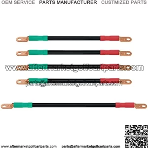 Golf Cart Battery Cables 4 Gauge for 36v & 48v EZGO TXT 1994-UP, AC/DC Wire Golf Cart Battery Pure Copper Wiring Kit with Heavy Duty Wire Lugs - Black & Green