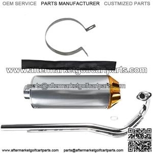 28mm Exhaust Muffler & Exhaust Pipe For 50cc 70cc 90cc 110cc 125cc CRF50 XR50 KLX SSR Dirt Pit Bike (Gold)
