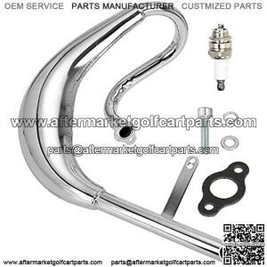 Performance Chrome Exhaust Muffler Expansion Chamber Pipe Silencer Gasket for 2 Stroke 50cc 66cc 80cc 100cc Engine Gas Motorized Bicycle Motor Bike Silver