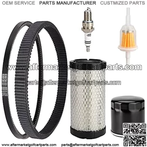 Golf Cart Tune Up Kit and Drive & Starter Belt Kit fit EZGO TXT RXV 2008-2011 Gas Models with Kawasaki Motor,OEM# 606136, 606138