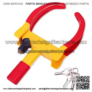 Tevlaphee Universal Wheel Lock Heavy Duty Security Trailer Wheel Lock Tires Anti Theft for Car SUV Boat Motorcycle Golf Cart Great Deterrent Bright Color with 3 Keys (Red-Yellow)