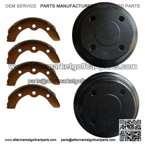 Rear Brakes Shoes & Drums Set for Club Car DS and Precedent Golf Carts 1995+