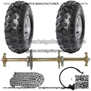 1" Steel Live Axle with 19x7-8 Tubeless Wheels Tires Rim and Chain Sprocket Brake Master Cylinder for Go Kart Quad Trike Golf Carts