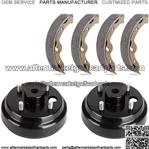 Golf Cart Brake Drums & Brake Shoes Kit for EZGO TXT 1996-up Electric Vehicles, Replace OEM 70794G01 70795G01 27943G01 27945G01