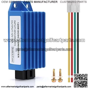 Universal Golf Cart DC Converter 120W Voltage Reducer fit for Golf Cart EZGO Yamaha Club Car (Input 28V-60V, Output 12V 10A)