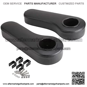 Universal Golf Cart Rear Seat Armrest with Cup Holder for Club Car Yamaha, No Drilling Required, Set of 2