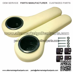 IVORY Golf Cart Cup Holder Rear Seat Arm Rest Cushion - Fits  / / Yamaha