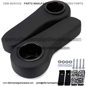 2PCS Rear Black Armrest Cushion with Holder Cup Replacement for Club Car,Yamaha,Golf Cart