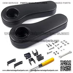 Golf Cart Rear Seat Kit Arm Rests Set with Cup Holder,Increase Support Frame,Prevent Tilting,No Drilling,for Club Car Yamaha