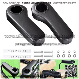 2pcs Universal Golf Cart Armrest Cushion with Cup Holder PU Covered Compatible with Club Car Rear Seats Accessories