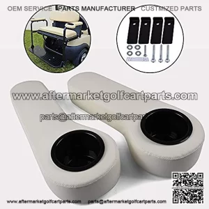 Universal Golf Cart Side Rear Armrest Cushion with Cup Holder Fits Most EZGO, Club Car, Yamaha and Other Golf Cart Models in White