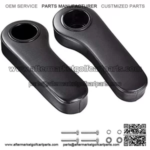 Golf Cart Rear Seat Arm Rest Cushion Cup Holder Black for EZGO, Club Car, Yamaha, More (2pcs)