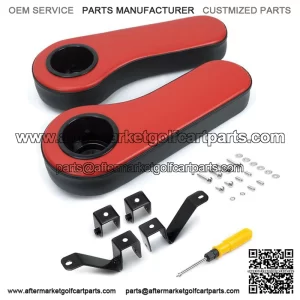Universal Custom Colors Rear Arm Rest Set with Cup Holder - Red