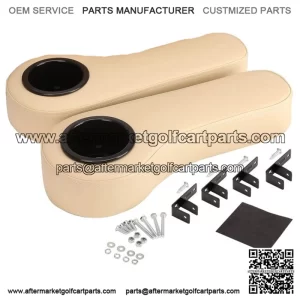 Beige Golf Cart Armrest for Yamaha EZGO Club Car 1" Square Tubes,No Drilled