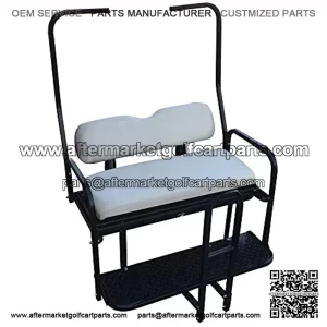 Performance Plus Carts Club Car DS Golf Cart Flip Folding Rear Back Seat Kit Diamond Plate - Off White