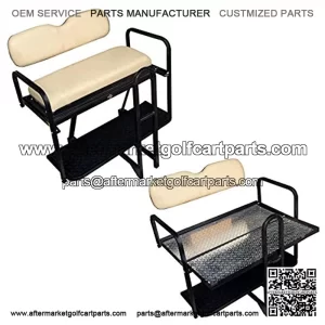 Performance Plus Carts Club Car Precedent Golf Cart Flip Folding Rear Back Seat Kit - Buff Seats