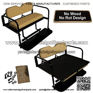 Performance Plus Carts Club Car DS Golf Cart Flip Folding Rear Back Seat Kit - Buff