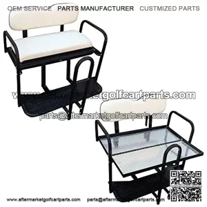 Performance Plus Carts Rear Flip Seat Kit for TXT/Medalist/PDS Model Golf Cart - Oyster White Cushions