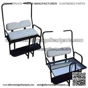 Performance Plus Carts Club Car DS Golf Cart Folding Rear Back Seat Kit Diamond Plate - Off White