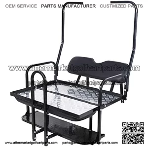 Folding Rear Back Seat Kit Compatible with 1982-2000.5 Club Car DS Golf Cart W/Free Grab Bar & Roof Support