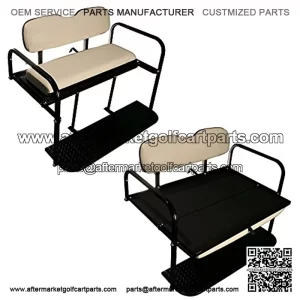 Performance Plus Carts TXT Golf Cart Rear Folding Back Seat Kit, 1995 and Up - All Factory Colors (Oyster White Cushions)