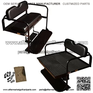 Performance Plus Carts Club Car Precedent Golf Cart Folding Rear Back Seat Kit - Black Cushions
