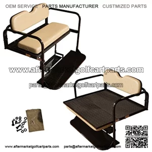 Performance Plus Carts TXT Golf Cart Rear Folding Back Seat Kit, 1995 and Up - Factory Tan Cushions