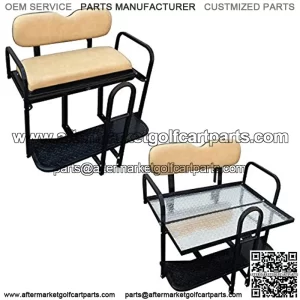 Performance Plus Carts EZGO TXT Golf Cart Rear Flip Back Seat Kit - Factory Tan (Fits 1995-2013)