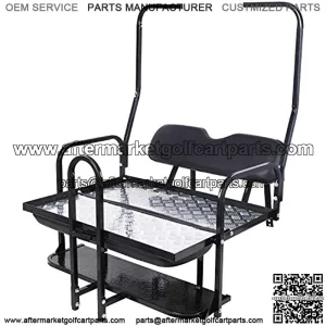 Flip Folding Rear Back Flip Seat Kit Compatible with 1982-2000.5 Club Car DS Golf Cart W/Free Grab Bar & Roof Support
