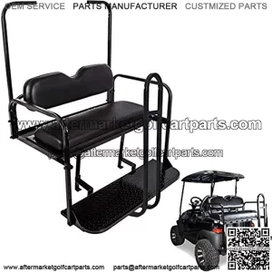 Flip Folding Rear Back Seat Kit for 1995-Up EZGO TXT Golf Cart, Black Cushions, Include Extra Handle Bar, You Will Receive Three Packages & All Hardware