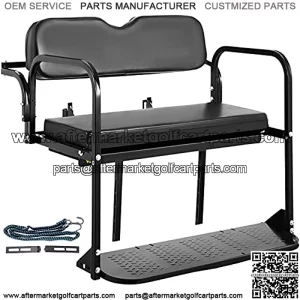 Golf Cart Rear Seat, Club Car Rear Seat Compatible with EZGO TXT & TXT48 1994+, Heavy Duty Golf Cart Back Seat 1102 lbs Capacity, Golf Cart Flip Folding Rear Back Seat Kit Steel Frame - Tan