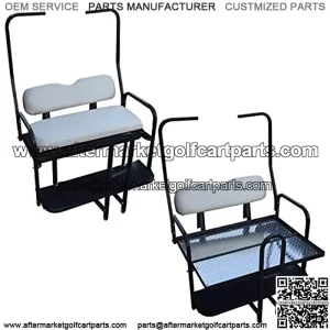 Performance Plus Carts Club Car DS Golf Cart Flip Folding Rear Back Seat Kit Diamond Plate - Off White