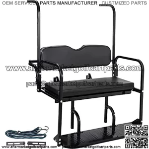 Golf Cart Rear Seat, Club Car Rear Seat for Club Car DS 2000-2013, Heavy Duty Golf Cart Back Seat 1102 lbs Capacity, Black Steel Frame Golf Cart Flip Folding Rear Back Seat Kit w/Roof Support
