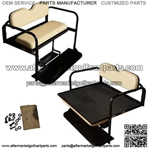 Performance Plus Carts Club Car Precedent Golf Cart Flip Folding Rear Back Seat Kit - Buff Cushions