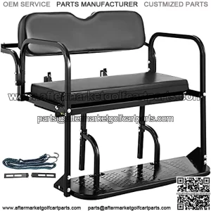 Golf Cart Rear Seat, Club Car Rear Seat for Yamaha G2 & G9 Gas/Electric Golf Cart, Heavy Duty Golf Cart Back Seat 1102 lbs Capacity, Black Steel Golf Cart Flip Folding Rear Back Seat Kit