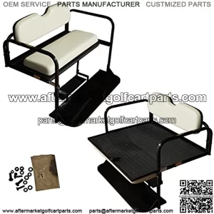 Performance Plus Carts Yamaha Drive2 Golf Cart Flip Folding Rear Back Seat Kit - Stone Grey Cushions