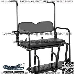 Golf Cart Rear Seat, Club Car Rear Seat for Yamaha G14, G16, G19, G22, Heavy Duty Golf Cart Back Seat 1102 lb Capacity, Black Golf Cart Flip Folding Rear Back Seat Kit w/Grab Bar & Roof Support