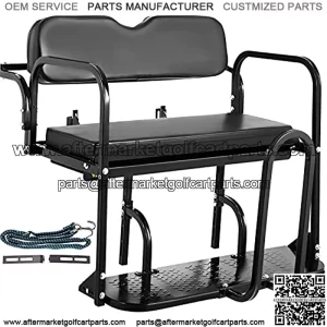 Golf Cart Rear Seat, Club Car Rear Seat for Yamaha G29 Drive 2006-2016, Heavy Duty Golf Cart Back Seat 1102 lbs Capacity, Black Steel Golf Cart Flip Folding Rear Back Seat Kit with Grab Bar