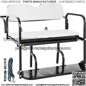 Golf Cart Rear Seat, Club Car Rear Seat for Yamaha G14, G16, G19, G22 Golf Cart, Heavy Duty Golf Cart Back Seat 1102 lbs Capacity, White Steel Golf Cart Flip Folding Rear Back Seat Kit