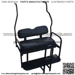 Club Car DS Golf Cart Rear Seat Kit (1982 - 2013 models) - BLACK (Flip Seat w/ Cargo Bed & Free Grab Bar)