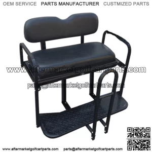 EZGO TXT / Medalist / PDS Golf Cart Rear Seat Kit - BLACK (Flip Seat w/ Cargo Bed & FREE Grab Bar)