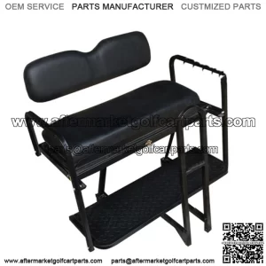 Club Car Precedent Golf Cart Rear Seat Kit - BLACK (Flip Seat w/ Cargo Bed & Free Grab Bar, Fits ALL 2004+)