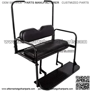Flip Folding Rear Back Black Seat Kit Compatible with 1995 & Up EZGO TXT Golf Cart w/roof Support - You Will Receive 2 Packages