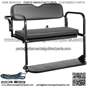 Golf Cart Rear Seat, Club Car Rear Seat for 1982-2000.5 DS Model, Heavy Duty Golf Cart Back Seat 1102 lbs Capacity, Steel Golf Cart Flip Folding Rear Back Seat Kit w/Roof Support & Grab Bar