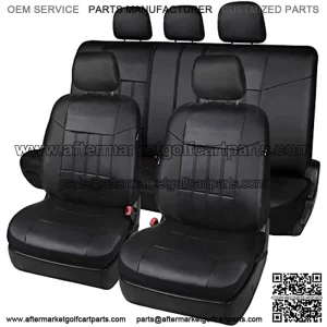 17pcs Black Faux Leather Car Seat Covers Full Set Front + Rear with Airbag Universal Fits for Trucks SUV Included Steering Wheel Cover / Seat Belt Covers