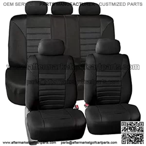 FH Group Car Seat Covers Full Set Black 3D Air Mesh - Universal Fit, Automotive Seat Covers, Low Back Seat Cover, Airbag Compatible, Split Bench Rear Seat, Washable Car Seat Cover for SUV, Sedan