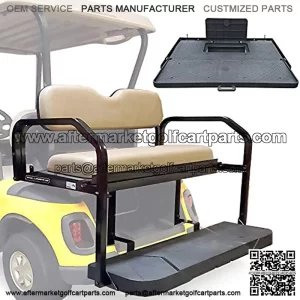 ProFormX Challenger HD Golf Cart Rear Seat EzGo RXV (2008 up) Back Seat Flip Kit with Sandstone (Beige) Cushions (Industry Leading 2-Year Limited Warranty)