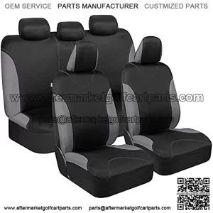 UltraSleek Gray Seat Covers for Cars Full Set, Two-Tone Front Seat Covers with Matching Back Seat Cover, Stylish Car Seat Protectors with Split Bench Design, Automotive Interior Covers