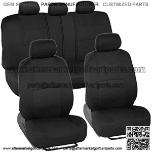 PolyPro Car Seat Covers Full Set in Solid Black ?C Front and Rear Split Bench Car Seat Cover, Easy to Install, Interior Covers for Auto Truck Van SUV