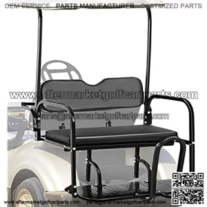 Golf Cart Rear Seat, Club Car Rear Seat for Club Car DS 2000.5 - Up, Heavy Duty Golf Cart Back Seat 1102 lbs Capacity,White Golf Cart Flip Folding Rear Back Seat Kit w/Grab Bar & Roof Support